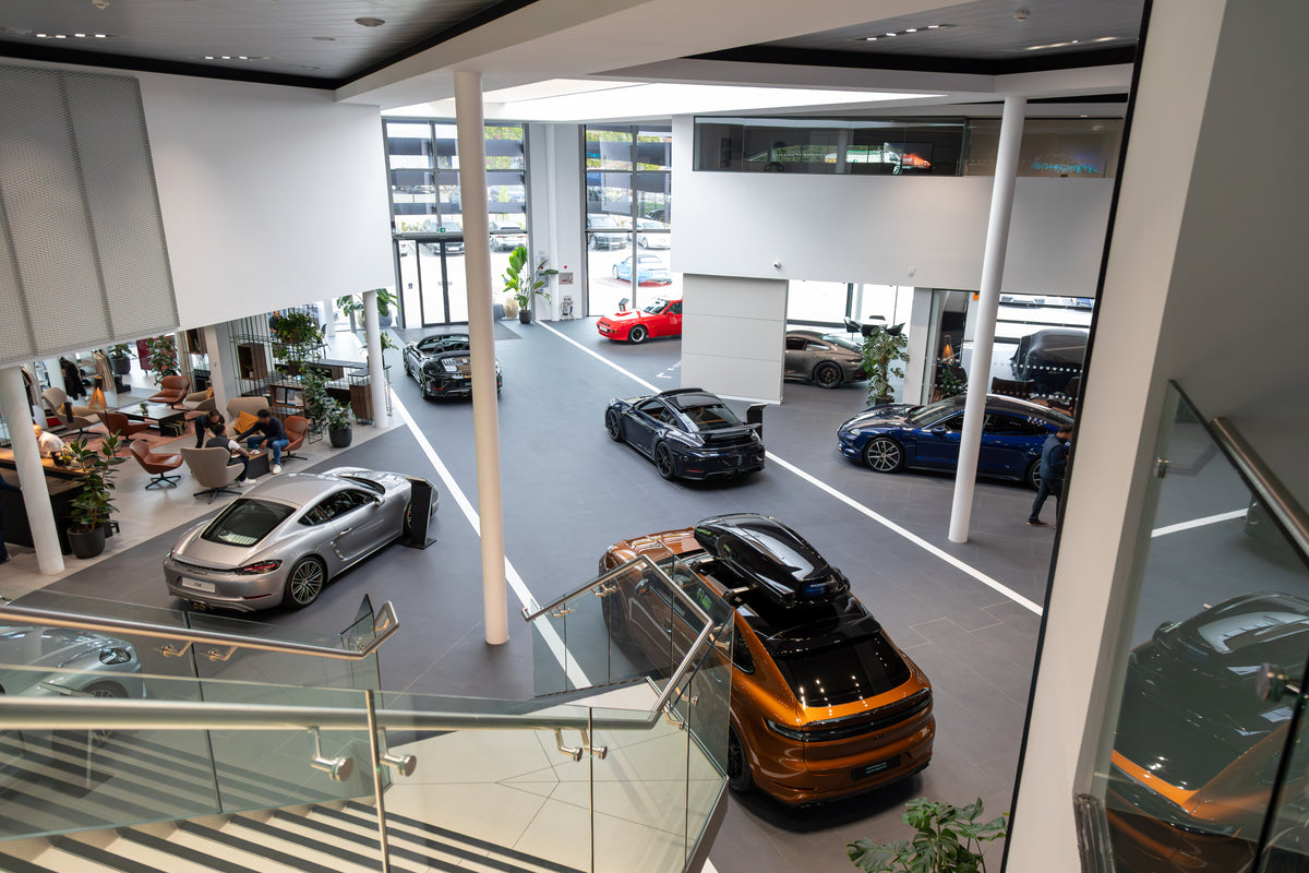 Borg & Overström dispenser in a premium car showroom lounge